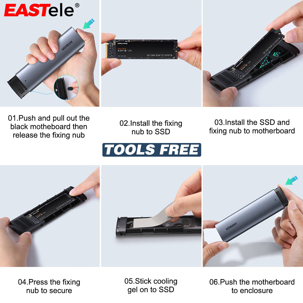 UGREEN M.2 NVMe SSD Enclosure USB3.2 Type-C Mobile Storage Case For Laptop Macbook Pro Air iPhone iPad Android Tablet