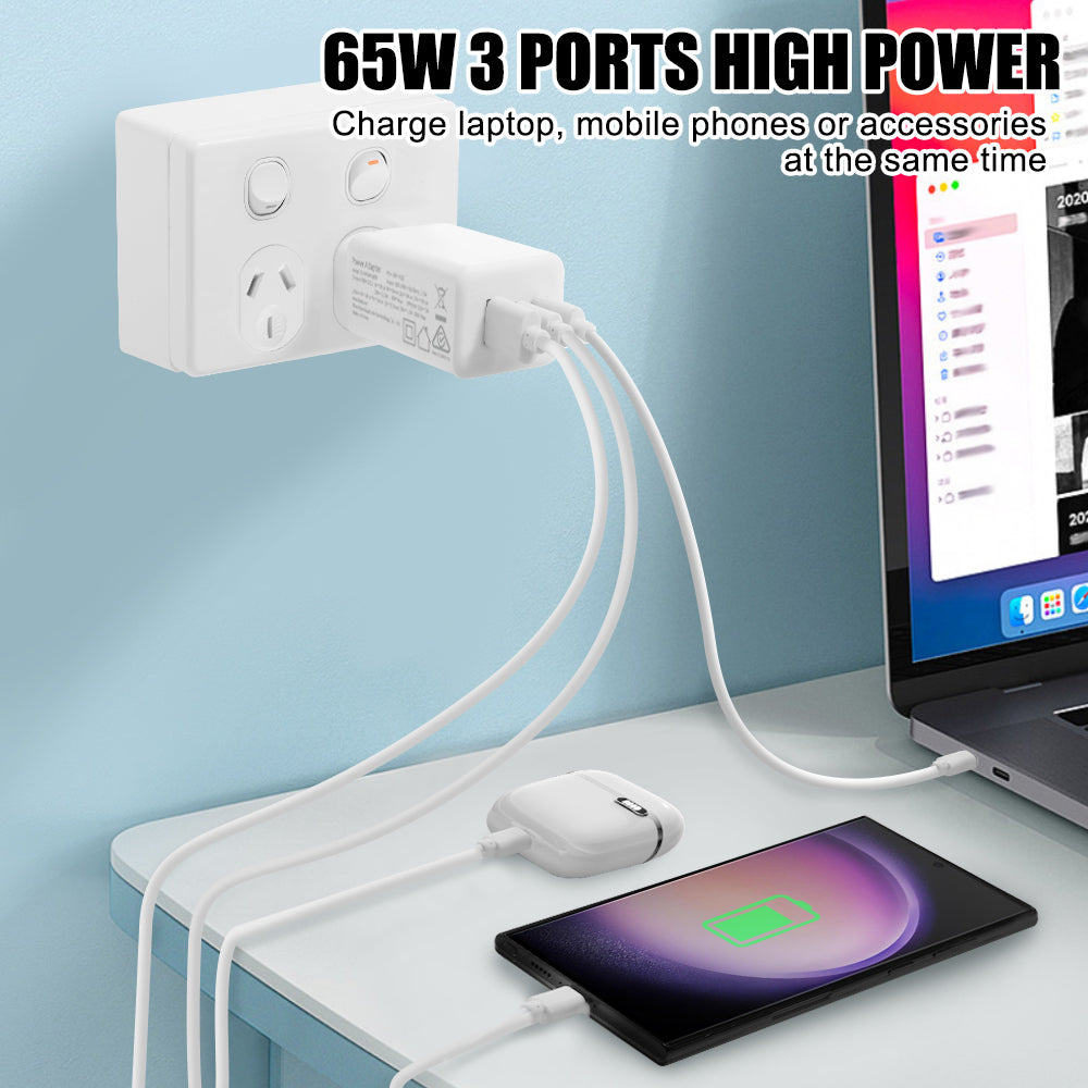 EASTele 65W USB-C USB A Type-C Fast Charge Power Adapter AC Wall Charger