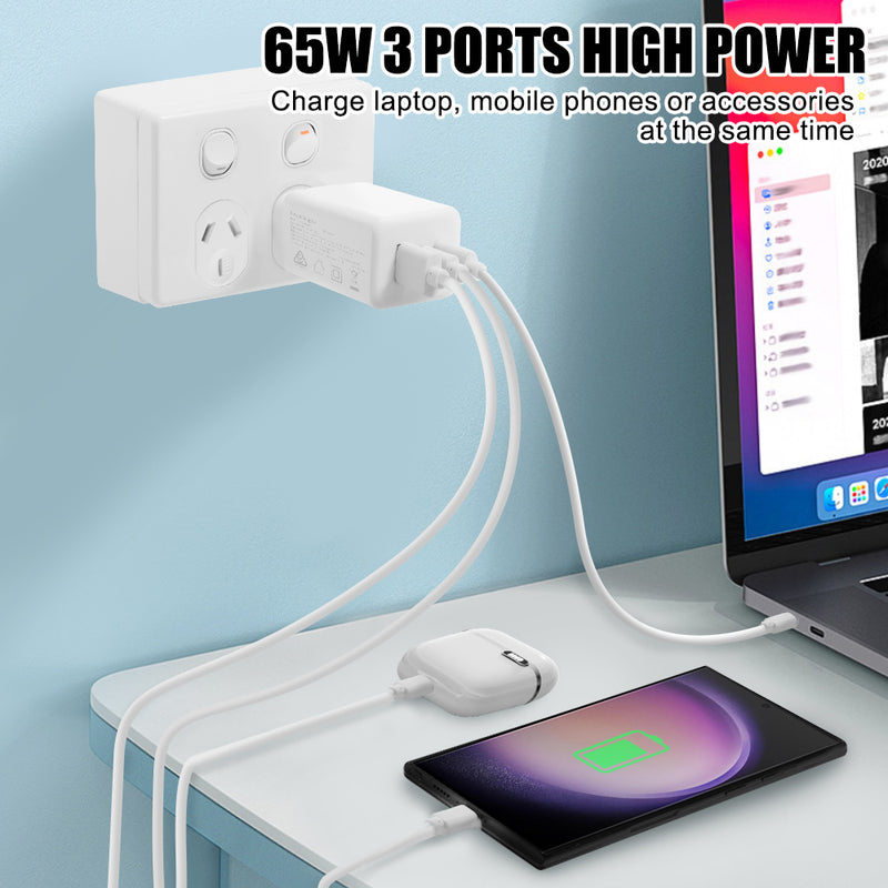 EASTele 65W USB-C USB A Type-C Fast Charge Power Adapter AC Wall Charger