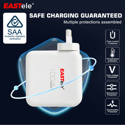 EASTele 100W USB Type-C Fast Wall AC Charger Power Adapter
