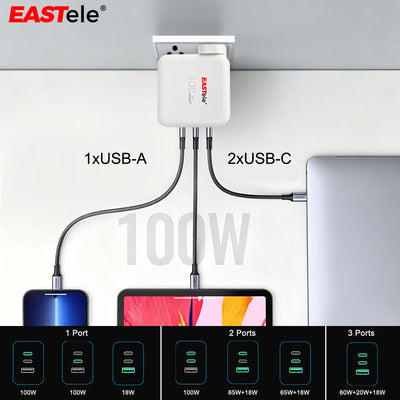 EASTele 100W USB Type-C Fast Wall AC Charger Power Adapter