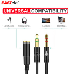 3.5mm Female-to-Two Male Headset to PC Audio Splitter Adapter