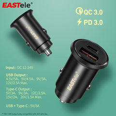 Dual USB+Type-C Fast Car Charger Adapter PD3.0 QC3.0