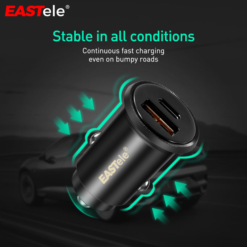 Dual USB+Type-C Fast Car Charger Adapter PD3.0 QC3.0