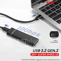 M.2 NVMe SSD External Enclosure Storage Case USB-C to USB 3.2